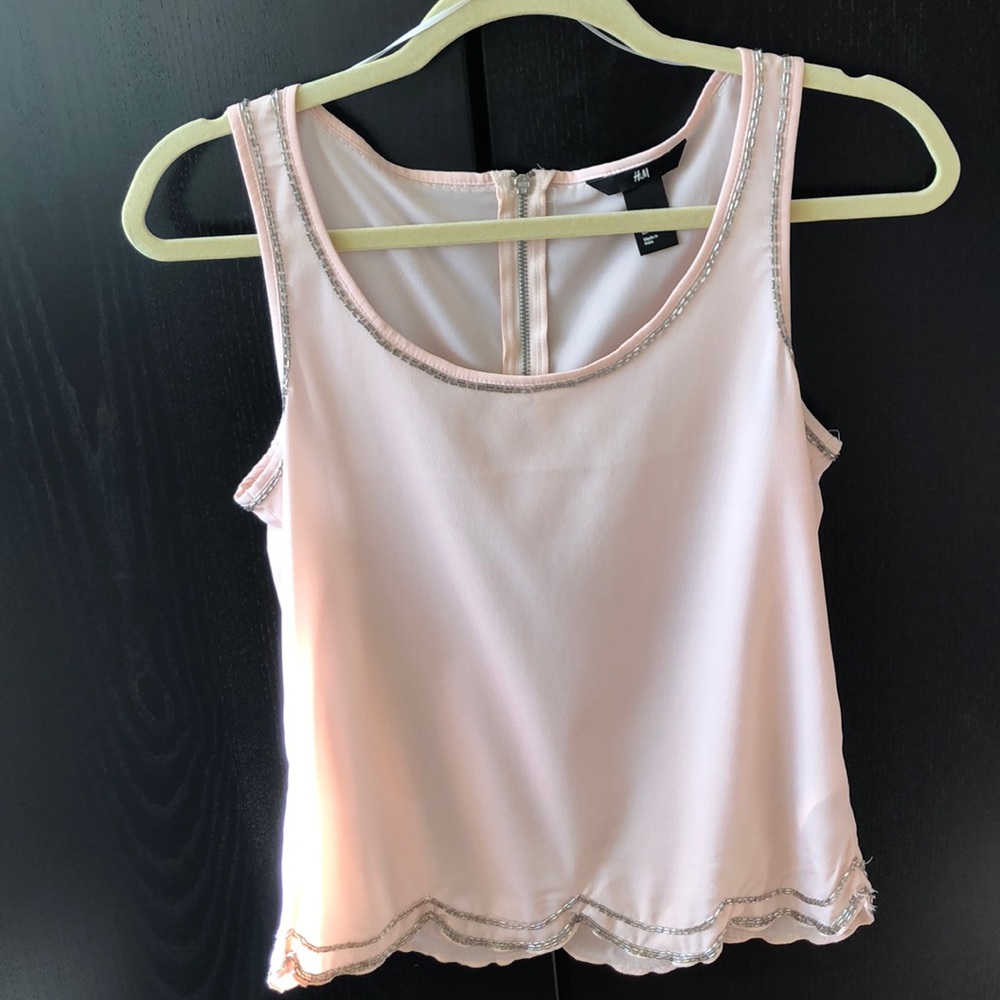 H&M Beaded Scalloped Top